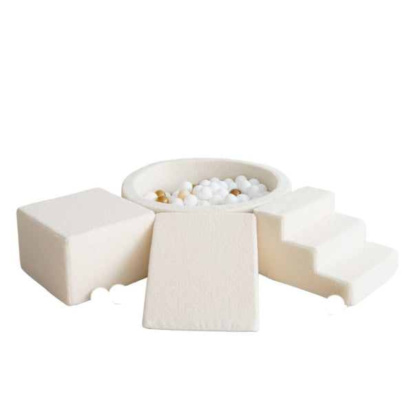 boucle boucle ballenbad ballenbad speelelementen foamblokken klimblokken ballenbadaccessoires trapje ballenbadtrapje moje wit ecru beige
