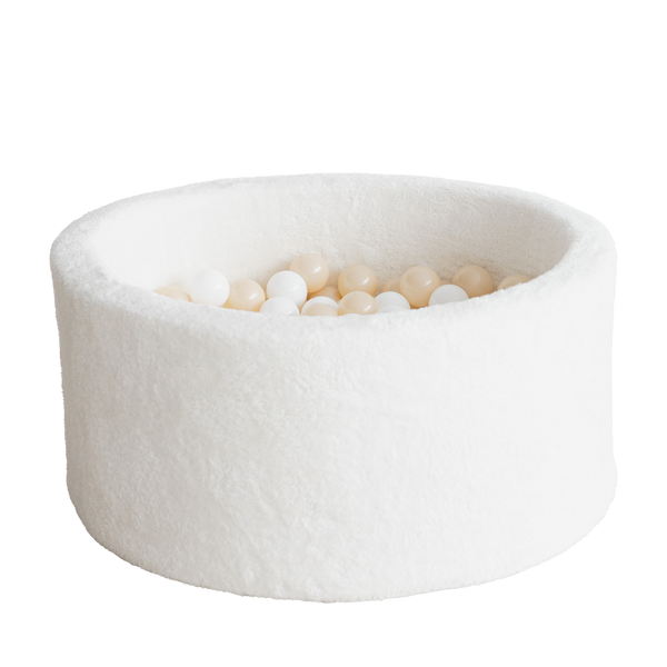 ballenbad ballenbak rond teddy wit white moje 40 cm hoog teddystof