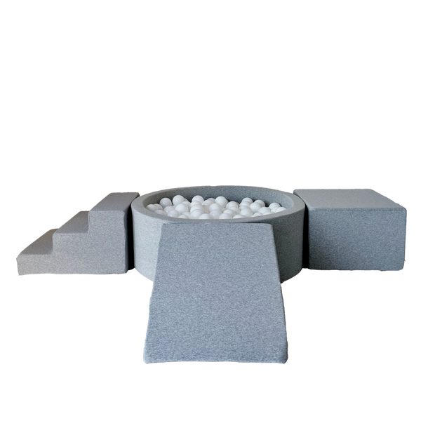 moje speelset playset ballenbad ballenbak foamblokken blokken zachte grijs lichtgrijs grey