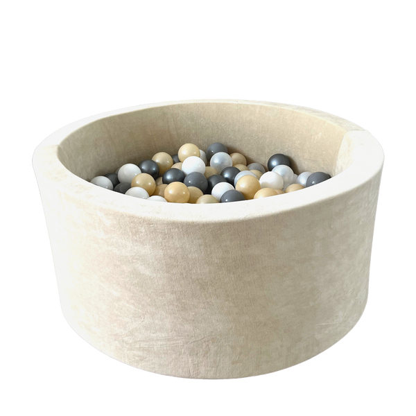 soft velvet beige ballenbad ballenbak moje ecru velours rond 40 cm hoog