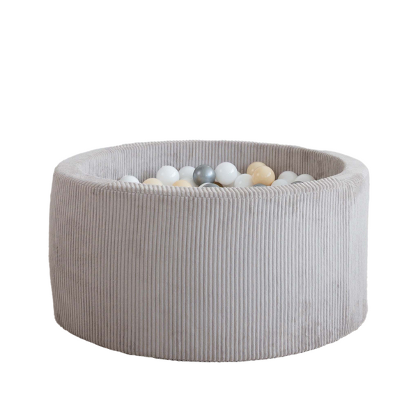 ronde ballenbak ballenbad rib Corduroy grijs grey moje rond ballenbadballen ballenbakballen