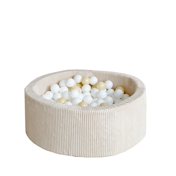 ballenbad rond ronde ballenbak cream beige rib stof velvet ballenbadballen ballenbakballen moje