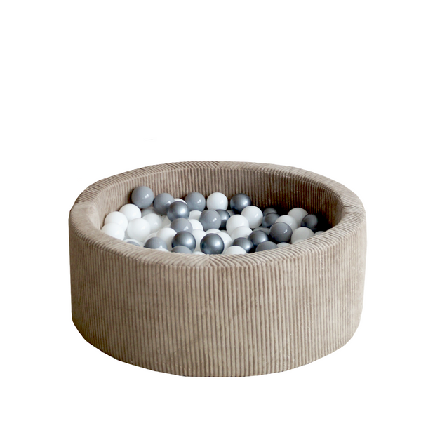 ballenbad rond ronde ballenbak moje rib dark beige bruin ballenbadballen ballenbakballen