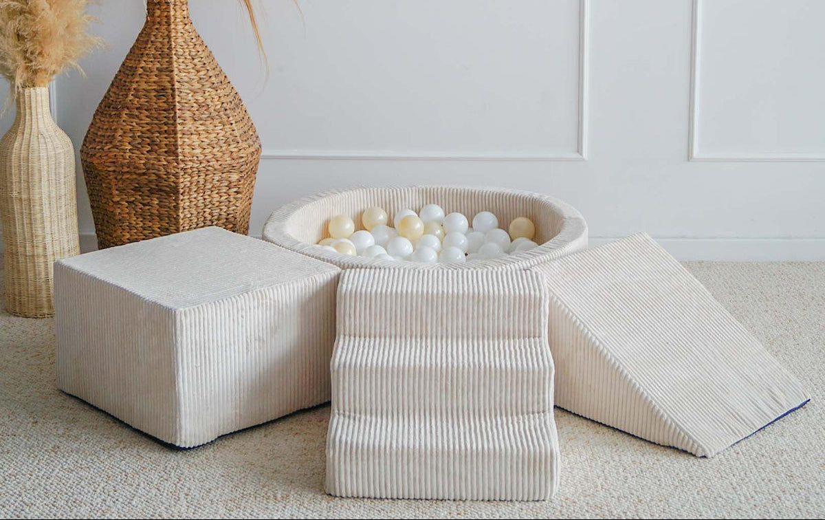rib cream speelset foam blokken zachte blokken moje ballenbadballen ballenbakballen ballenbad ballenbak beige ecru