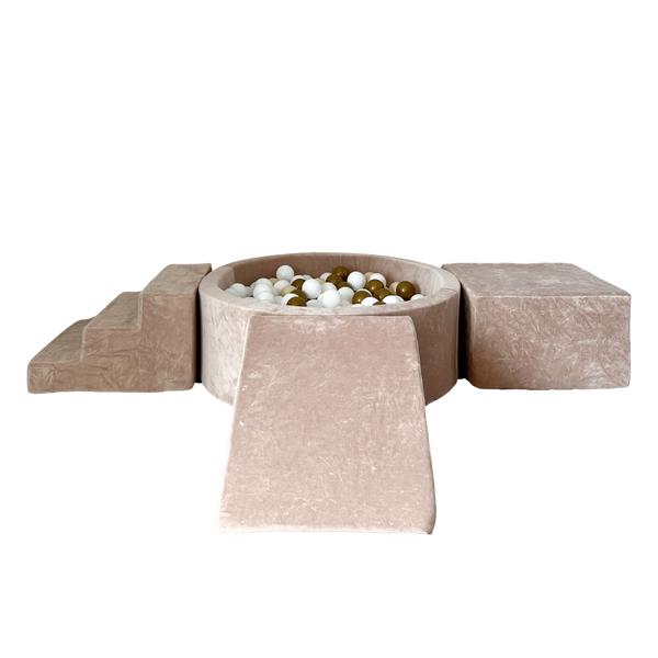 speelset zachte blokken foamblokken moje bruin beige dark ballenbad ballenbak moje