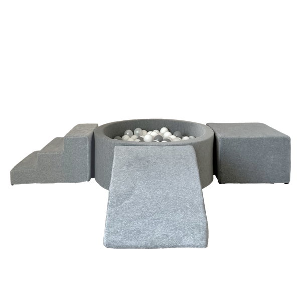 speelset playset foamblokken zachte blokken ballenbad ballenbak moje grijs grey