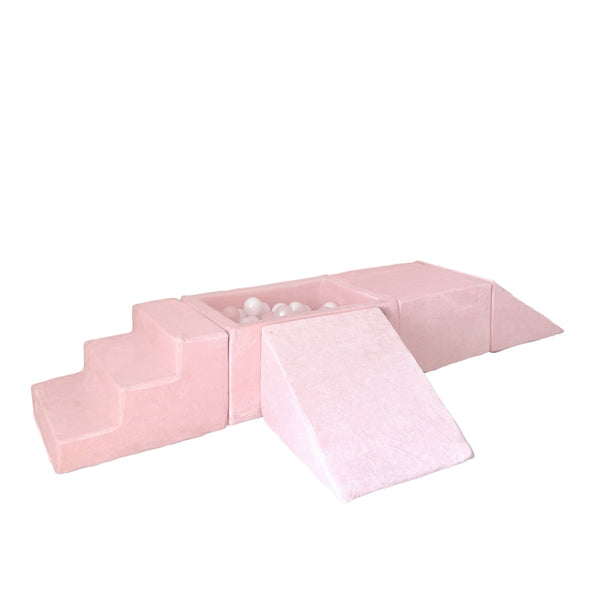 speelset playset ballenbadaccessoires ballenbad ballenbaden ballenbakje foamblokken zachte speelblokken klimblokken moje velvet pink roze