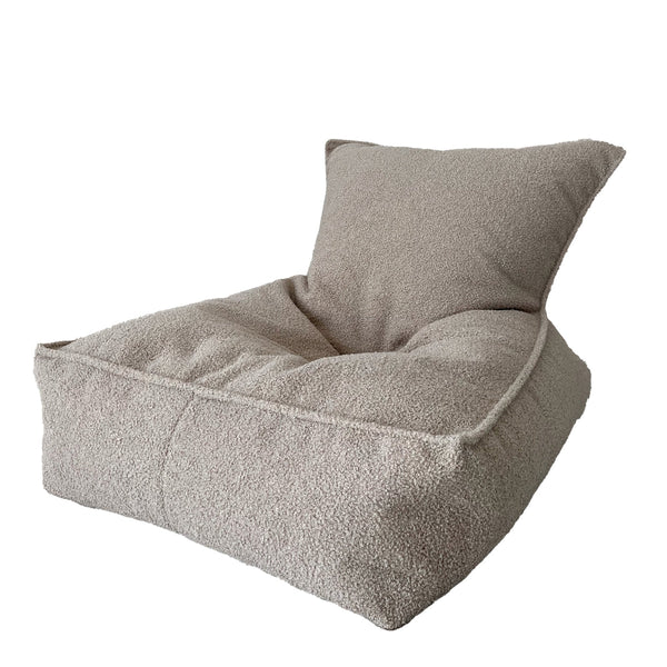 zitzak bouclé beige bruin kinderzitzak poof moje