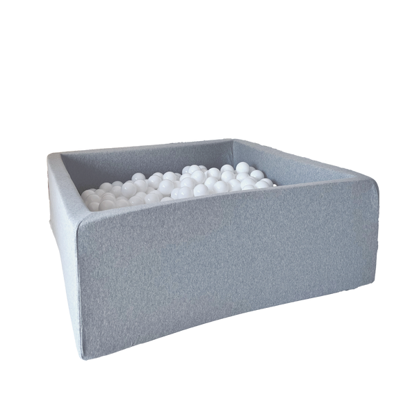 vierkant ballenbad vierkante ballenbak grijs grey lichtgrijs light grey moje ballenbadballen ballenbakballen
