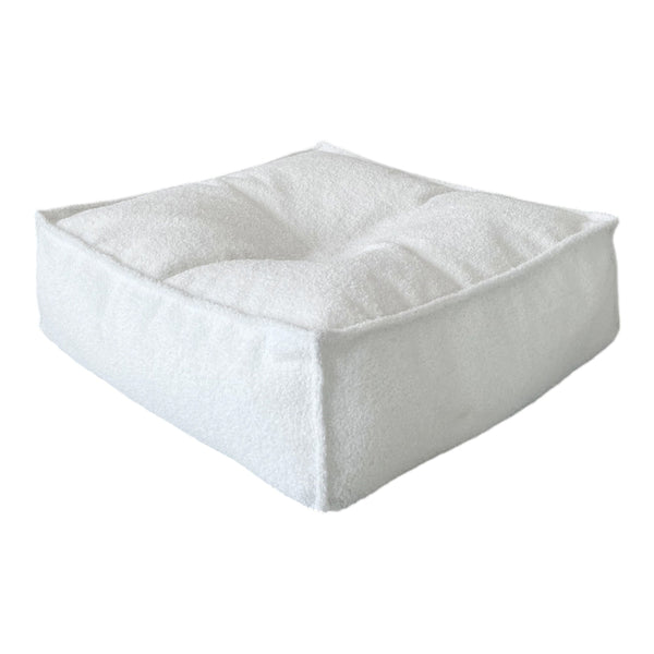 ottoman bouclé wit vierkant zitzak poof poof moje