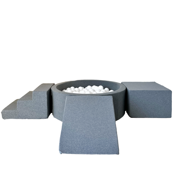speelelement ballenbad ballenbak rond grijs grey moje foam blokken zachte