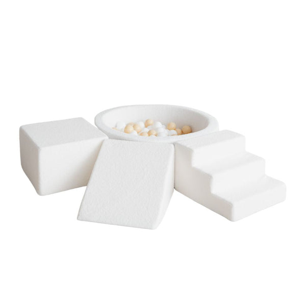 boucle boucle ballenbad ballenbad speelelementen foamblokken klimblokken ballenbadaccessoires trapje ballenbadtrapje moje wit
