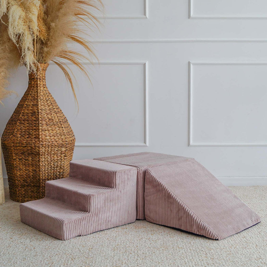 3 elementen ballenbad accessoires zachte blokken foam blokken rib roze dirty pink moje