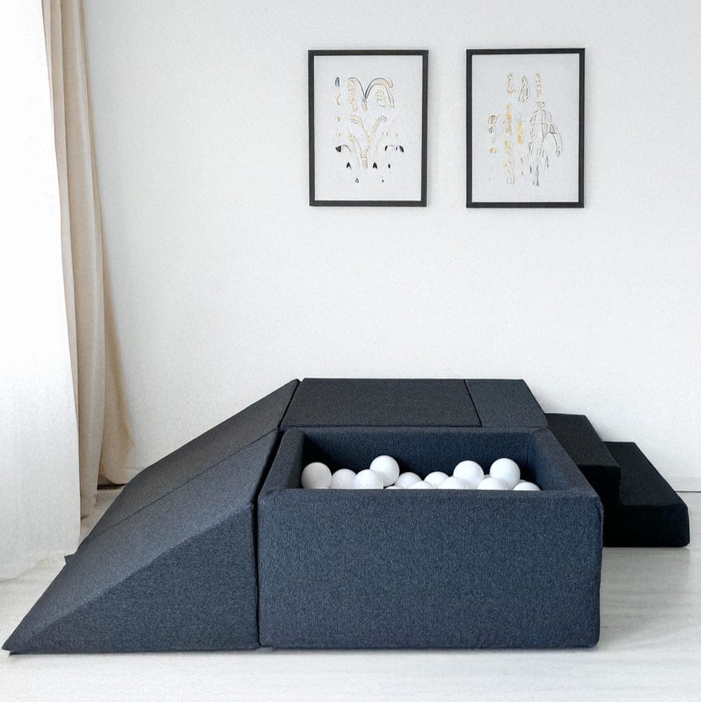speelset playset ballenbadaccessoires ballenbad ballenbaden ballenbakje foamblokken zachte speelblokken klimblokken moje graphite zwart 