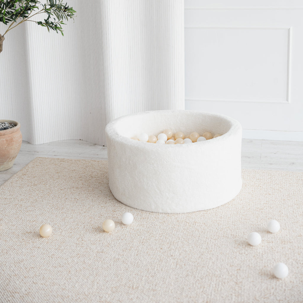 ballenbad ballenbak rond teddy wit white moje 40 cm hoog teddystof