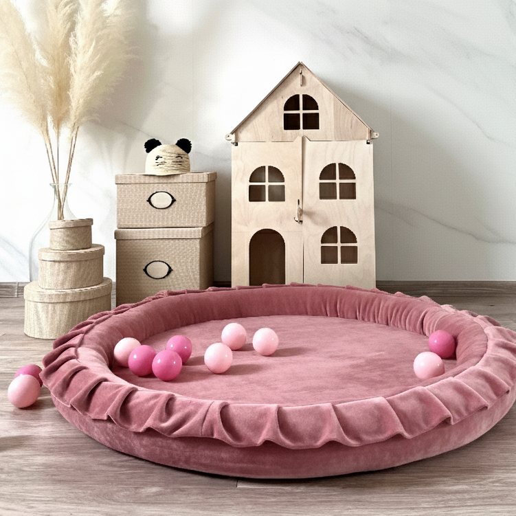 speelnest moje rond soft velvet raspberry pink roze 