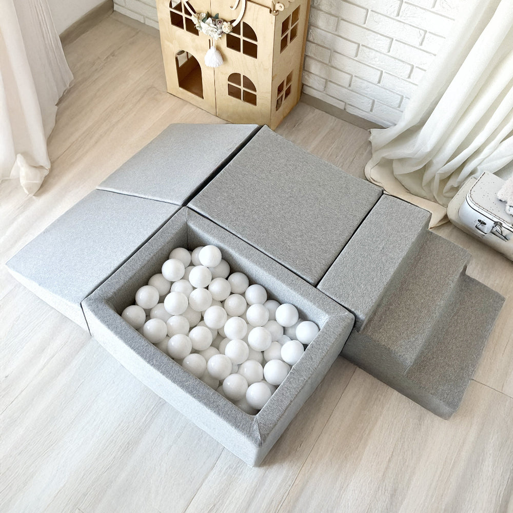 speelset foam blokken ballenbad ballenbak moje grijs light grey lichtgrijs ballenbadballen ballenbakballen