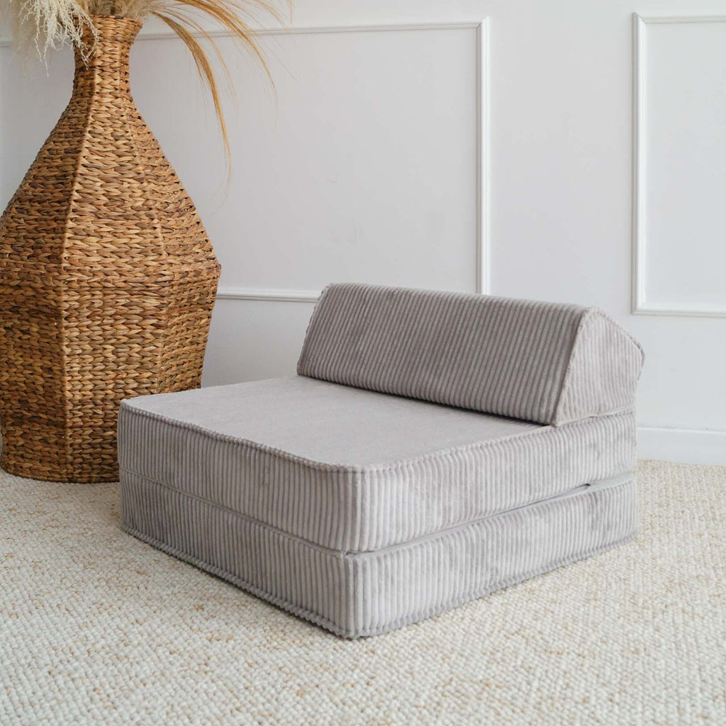 lounger slaapbank logeerbank zitbank kinderzitbank rib grijs grey moje speelbank