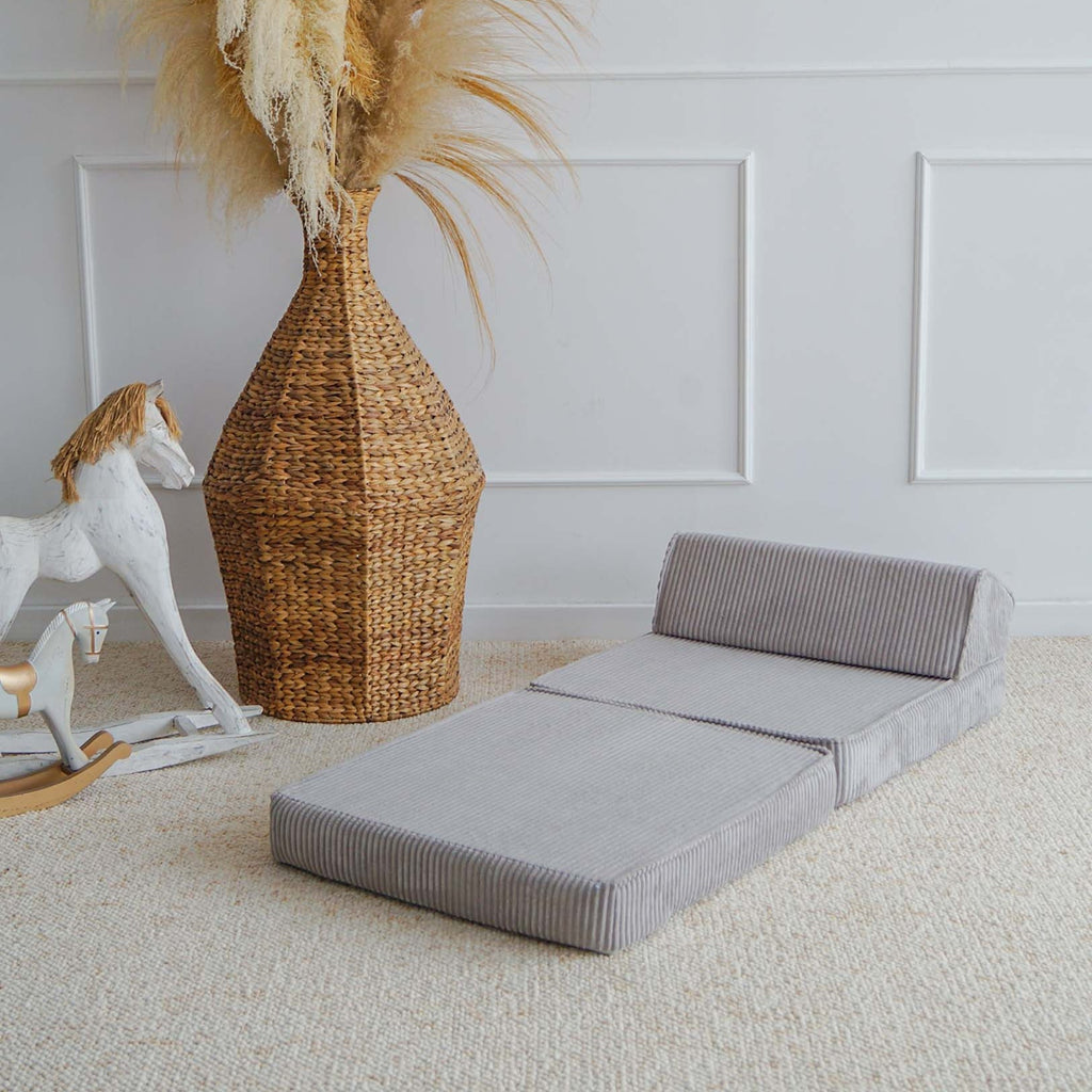 lounger slaapbank logeerbank zitbank kinderzitbank rib grijs grey moje speelbank