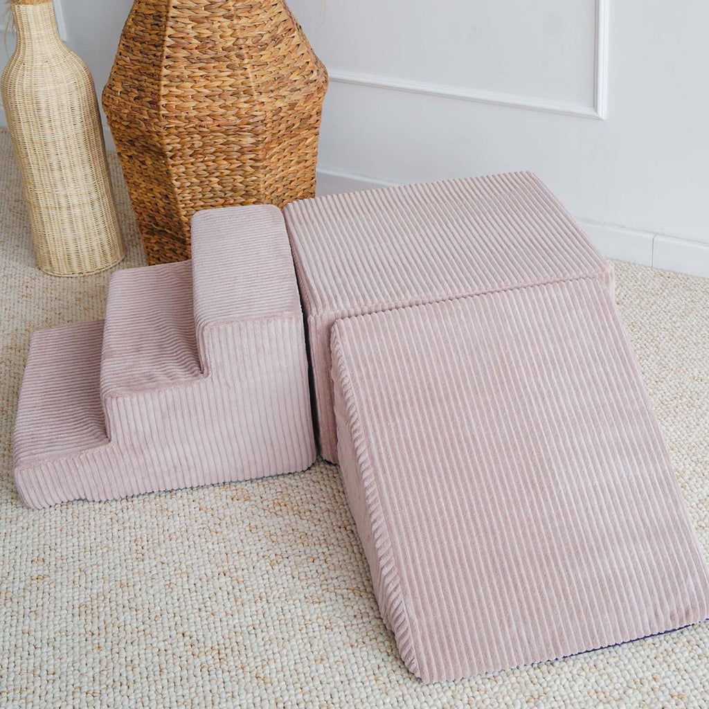 3 elementen ballenbad accessoires zachte blokken foam blokken rib roze dirty pink moje