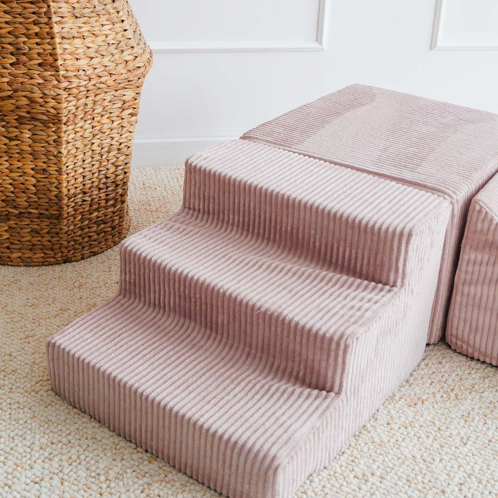 3 elementen ballenbad accessoires zachte blokken foam blokken rib roze dirty pink moje