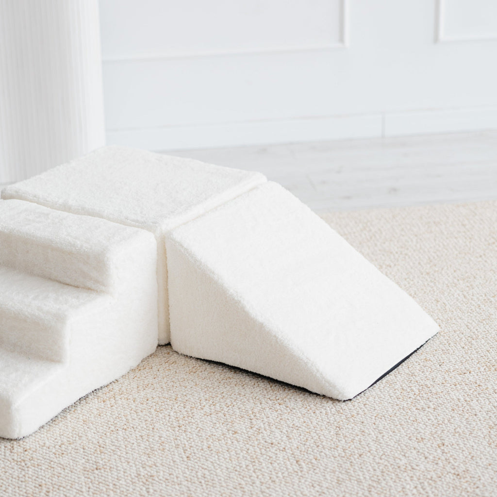 Speelelementen teddy stof white foam blokken ballenbad wit