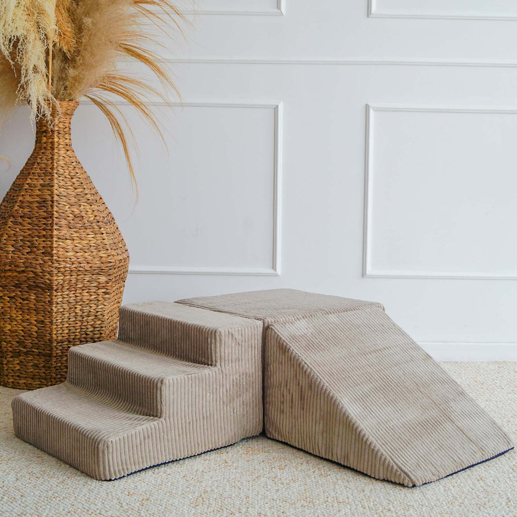 moje 3 elementen foamblokken ballenbadaccessoires rib velvet dark beige