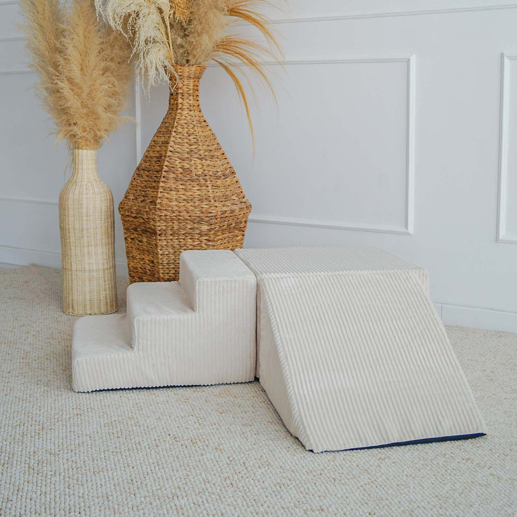 3 elementen zachte blokken foam blokken ballenbadaccessoires beige rib moje