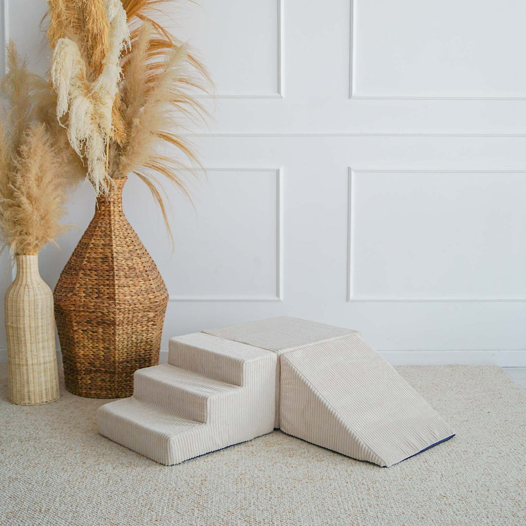 3 elementen zachte blokken foam blokken ballenbadaccessoires beige rib moje