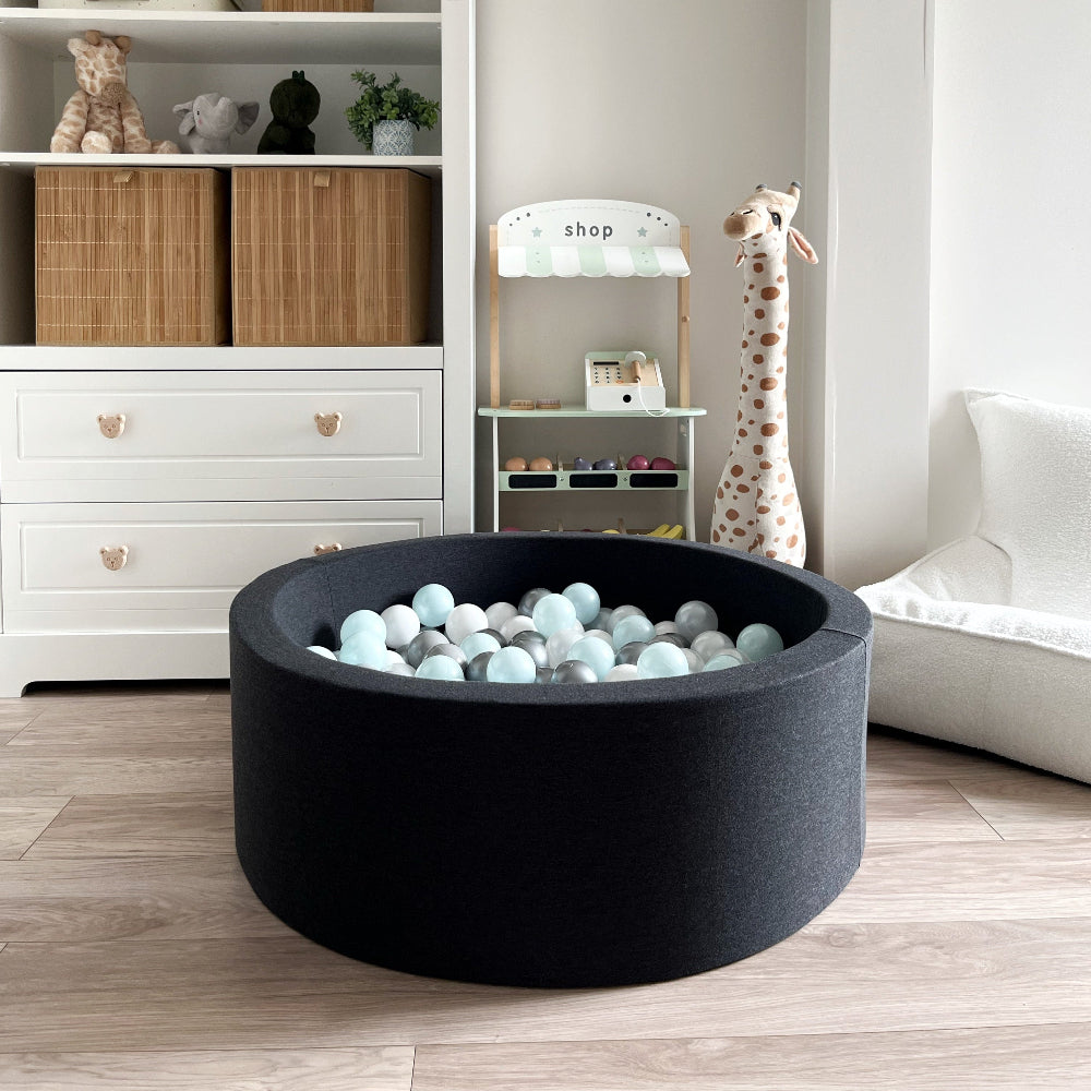 ballenbad ballenbak moje zwart graphite 30 cm rond jersey katoen