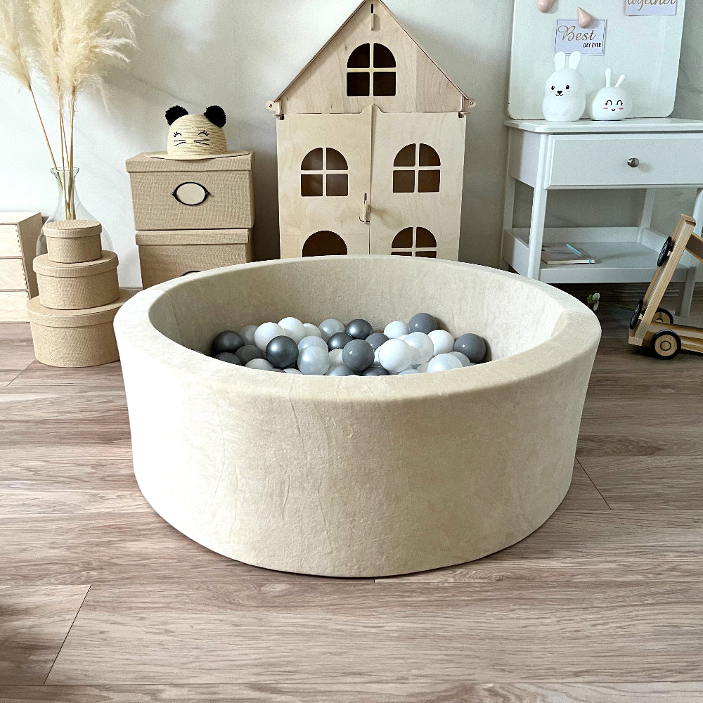 ballenbad ballenbak 30 cm hoog velvet beige ecru moje rond 