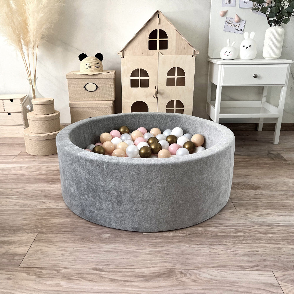 grijs grey ballenbad ballenbak moje rond velvet velours ballenbadje ballenbakje