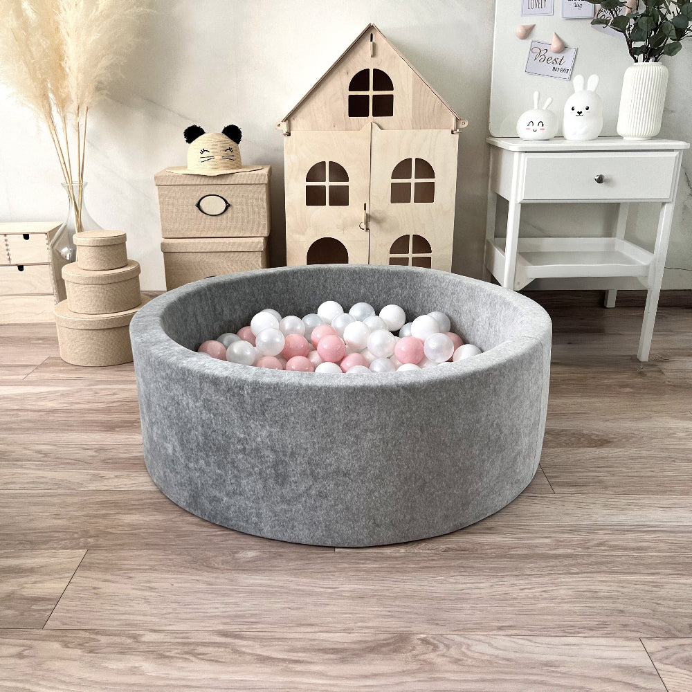 grijs grey ballenbad ballenbak moje rond velvet velours ballenbadje ballenbakje