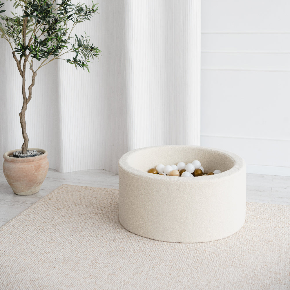 ballenbad ballenbak boucle cream ecru moje hoogte 40 cm rond