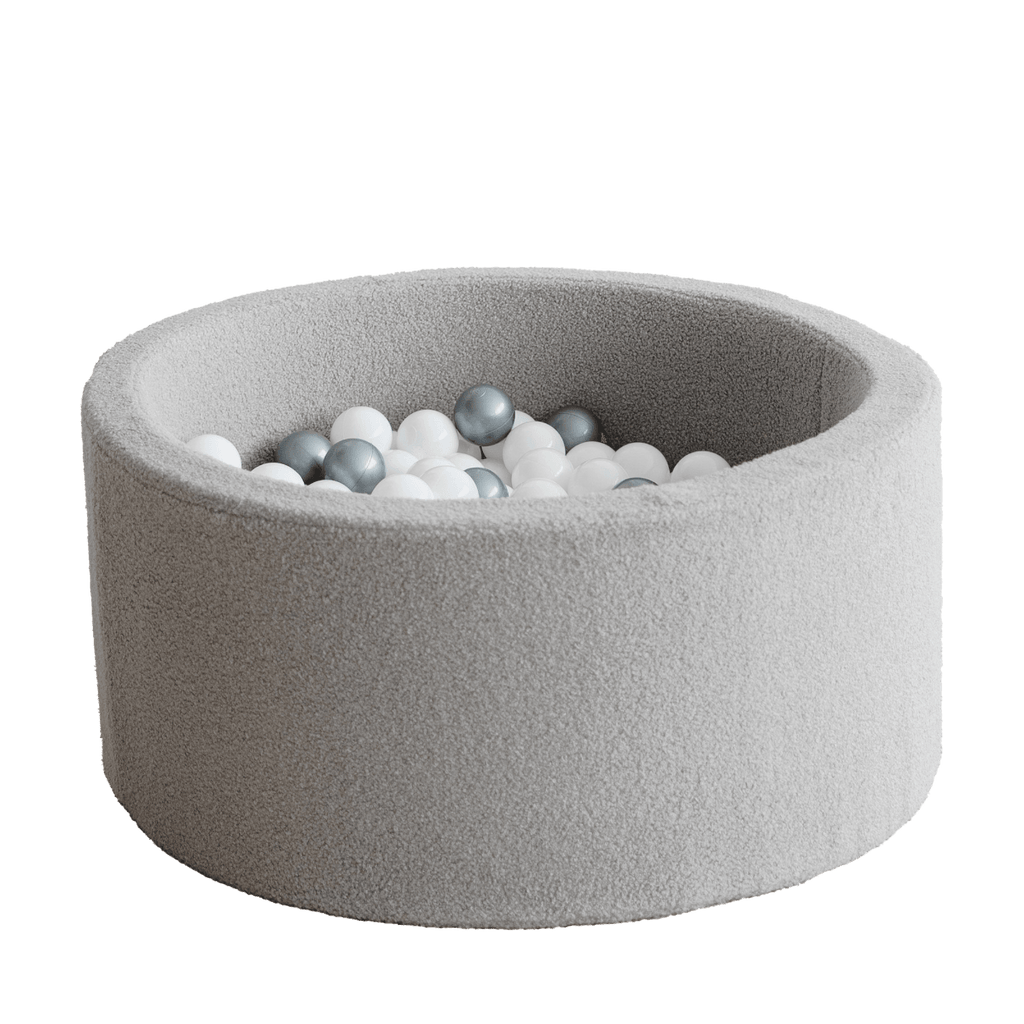 ballenbad ballenbak boucle grey grijs moje ballenbaden ballenbakken moje rond
