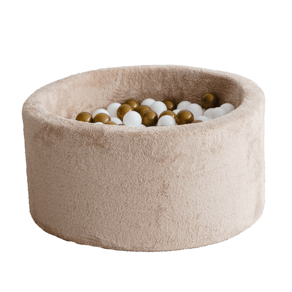 ballenbad ballenbak rond teddy beige bruin moje 40 cm hoog teddystof