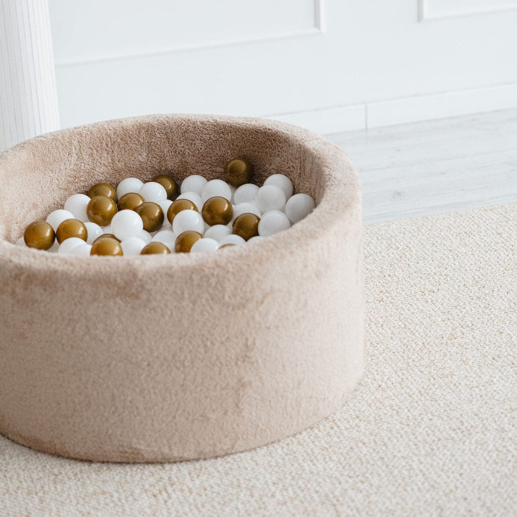 ballenbad ballenbak rond teddy beige bruin moje 40 cm hoog teddystof