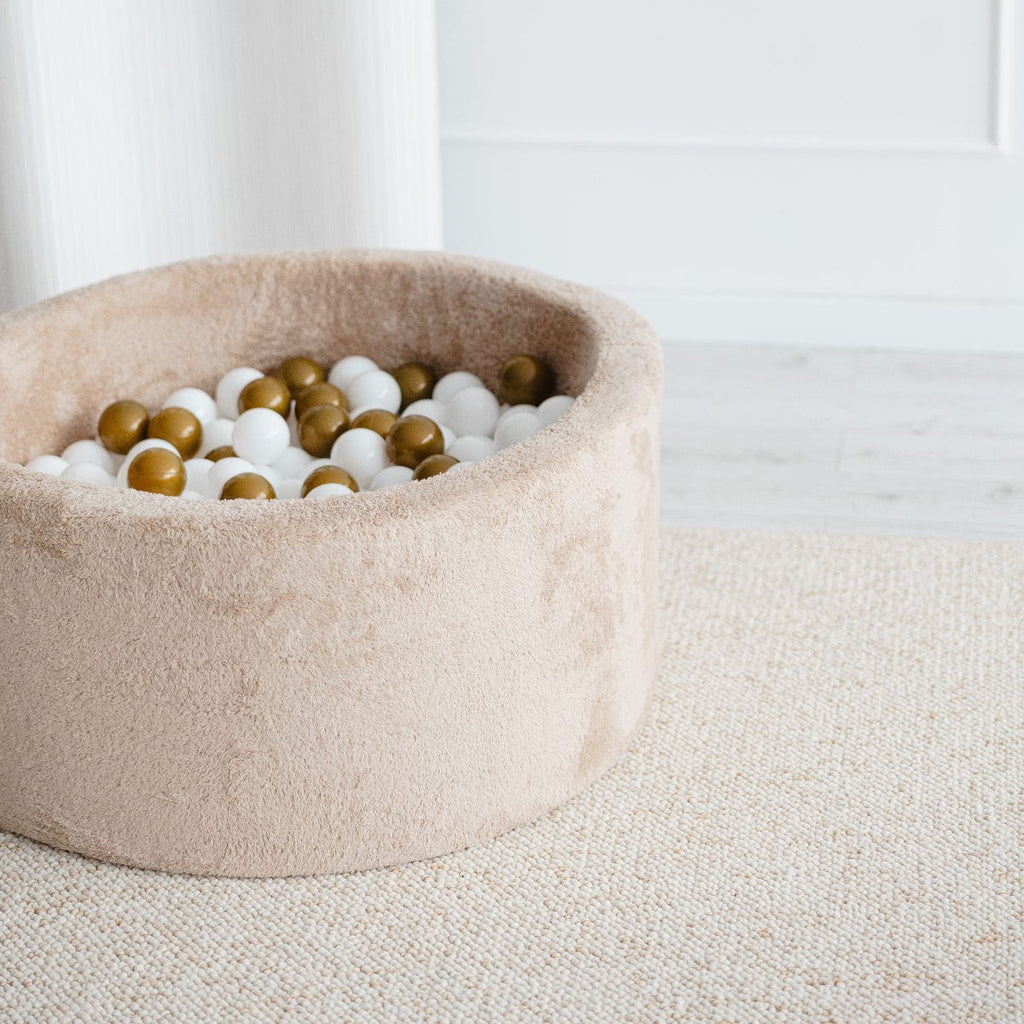 ballenbad ballenbak rond teddy beige bruin moje 40 cm hoog teddystof