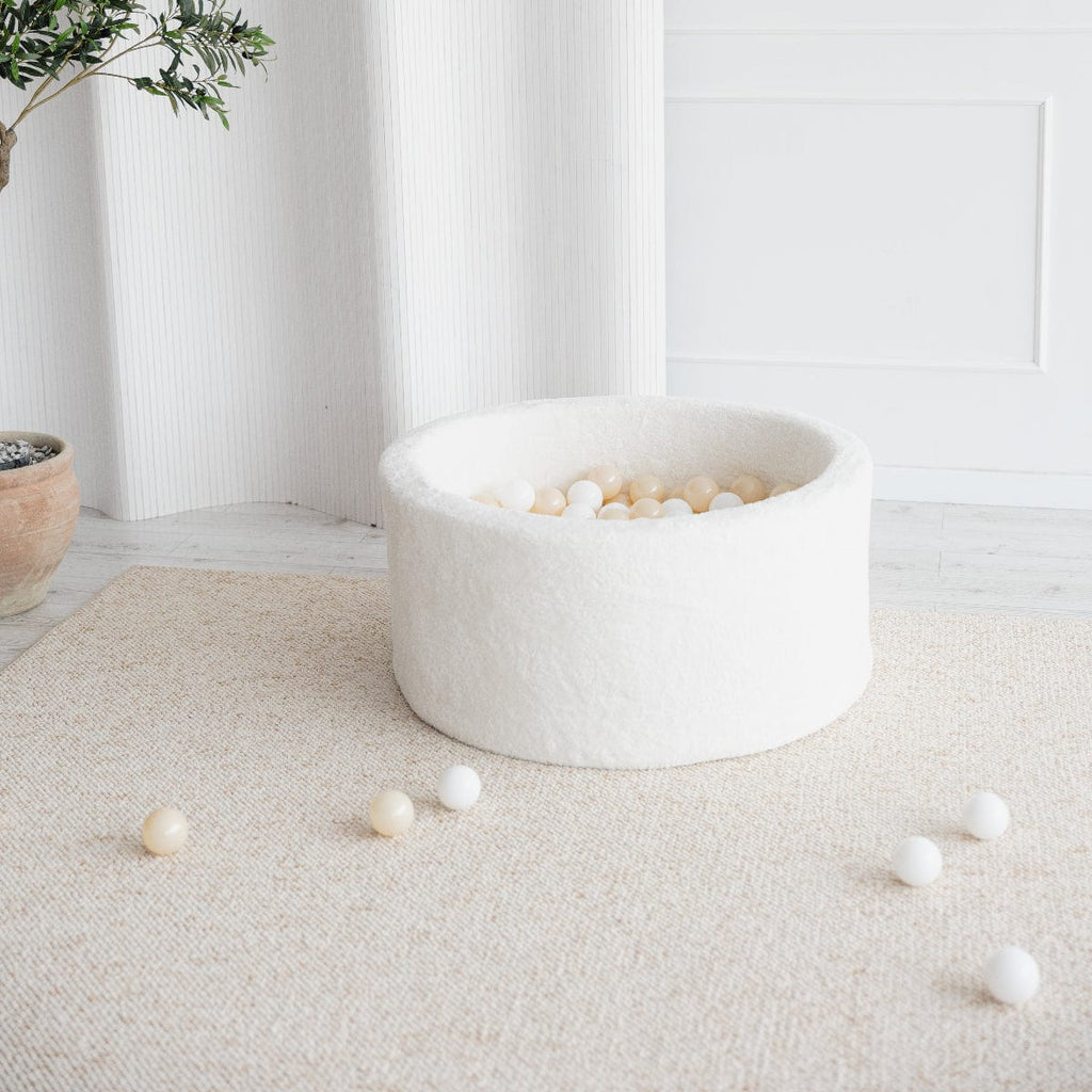ballenbad ballenbak rond teddy wit white moje 40 cm hoog teddystof