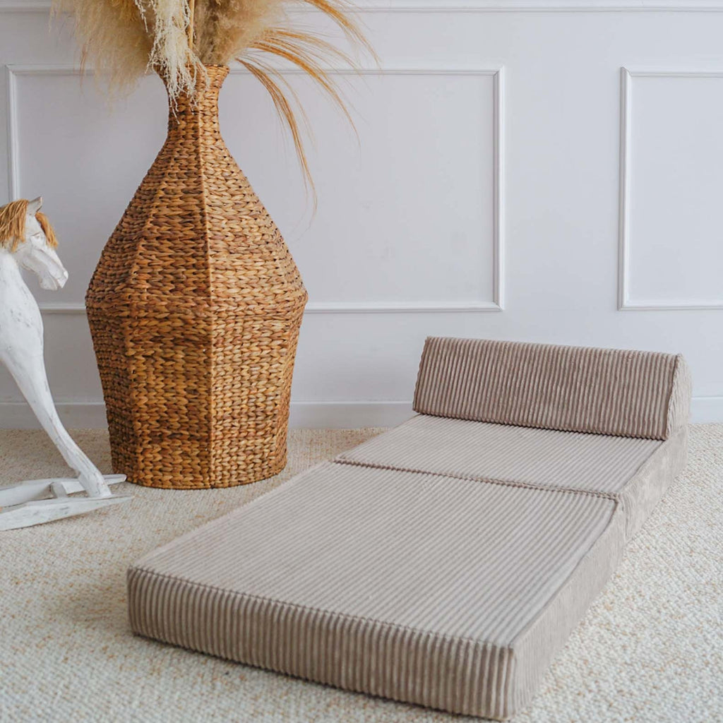 speelbank lounger slaapbank kinderbank zitbank rib lounger dark beige bruin moje 