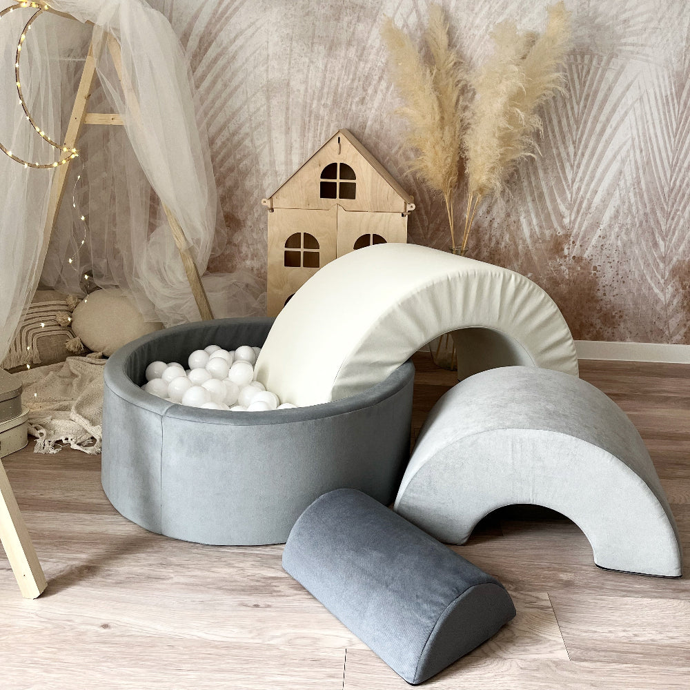 rainbow playset moje ballenbad ballenbak ballenbadballen ballenbakballen grijs grey wit